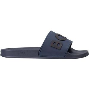 BOSS Heren Kirk Slid In Italië vervaardigde slides met verhoogd logo maat, donkerblauw, 47 EU