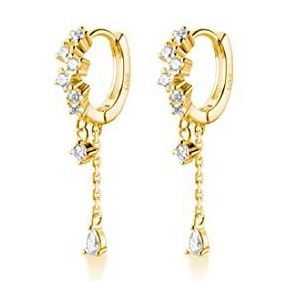 SLUYNZ 925 Sterling Zilver CZ Hoop Oorbellen Drop voor Vrouwen Huggie Oorbellen Dangle Piercing Oorbellen Ketting Helix, Sterling zilver, Zirkonia