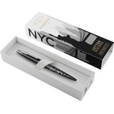 Parker Jotter balpen | Speciale editie | NYC Zwart met chroomafwerking | Blauwe inkt | Geschenkverpakking