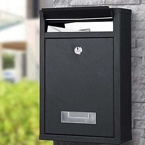 Bakaji - Wandbrievenbus - Zwart - Verzinkt Staal - Sleutelsluiting