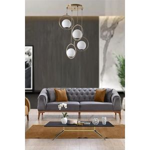 Opviq Glam Scandinavische kroonluchter, 70 cm hoogte, 30 cm diameter, 100% metaal, wit en koper, E27-fitting, Max 40 W, elegante verlichting voor moderne ruimtes