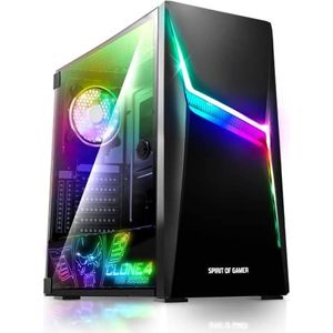 Spirit Of Gamer - Clone 4 ARGB - PC-behuizing - Medium Tower - Zwart - Gehard Glas