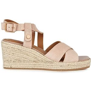 Geox Dames D PANAREA espadrille Wedge sandaal, nude, 38 EU, nude, 38 EU