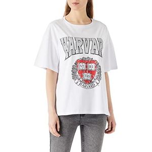 Koton T-shirt met korte mouwen met Harvard print, ecru (010), XS dames, ecru (010), XS