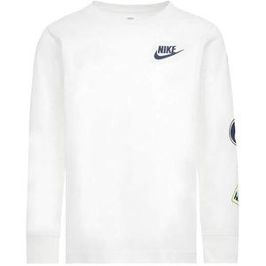 Nike T-shirt voor kinderen, retro sticker LS Tee, Wit, 4-5 A