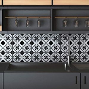 Ambiance Tegelstickers zelfklevend - cementtegels - wanddecoratie stickers voor badkamer en keuken - cementtegels zelfklevend - 20 x 20 cm - 9 stuks