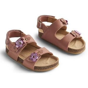 Wheat Clara Teen-vrije sandalen voor kinderen, uniseks, met bloemen, echt leer, eerste loopschoen, 2021 Old Rose, 25 EU