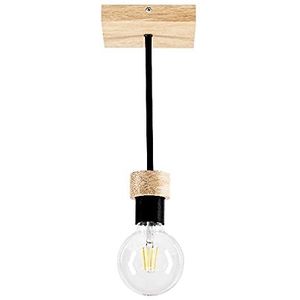Homemania HOMBR_0236 Plafondlamp, Mako, hout, metaal, zwart, 30 x 13,5 x 13,5 cm