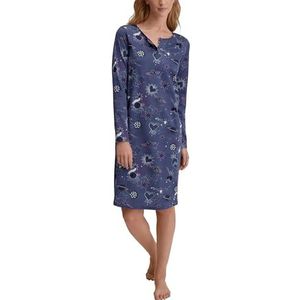 CALIDA - Flower Nights - Nachthemd - Cobalt Blue - Lange Mouwen - Ronde Hals