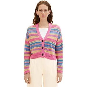 TOM TAILOR Dames 1036738 Vest Gebreid vest, 31943-Multicolored Knitted Stripe, L, 31943 - Multicolored Knitted Stripe, L