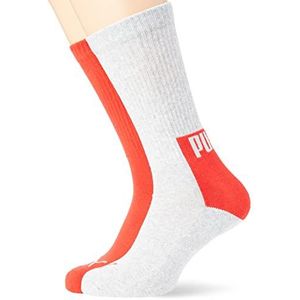 PUMA Heren Logo Block Crew Sock 4P, grijs/rood combo, 39 EU