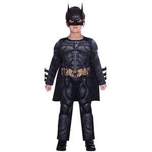amscan - Kinderkostuum Batman uit The Dark Knight Rises, overall met gevoerde borst, cape, masker, superheld, themafeest, carnaval