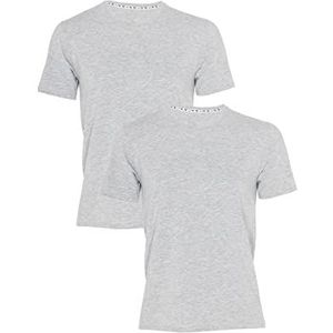 LVB Ronde hals van biologisch katoen Bi-Pack T-shirt (verpakking van 2) voor heren, grijs (licht gemêleerd), XL