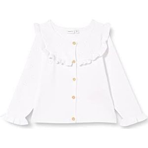 NAME IT Meisjes NMFHELLA LS Knit Card Gebreide jas, Humus, 146, wit (bright white), 110 cm