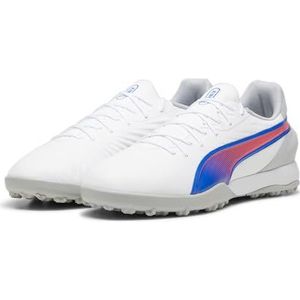 PUMA Unisex King Match Tt voetbalschoen, Puma Wit Bluemazing Flat Licht Grijs, 45 EU