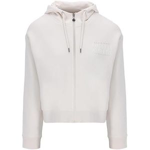 Russell Athletic A31242-W2-526 Deny-Zip Through Hoody Dames Shirt met lange mouwen Wit Zand Maat XS
