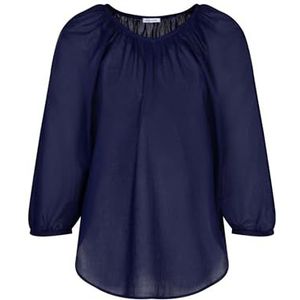 Seidensticker Dames Shirtblouse - Fashion Blouse - Regular Fit - Ronde hals - 3/4-mouw - 100% katoen, Donkerblauw, 38
