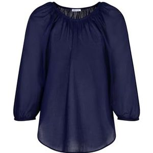Seidensticker - Dames Shirtblouse - Donkerblauw - Regular Fit - 3/4-mouw - 100% Katoen