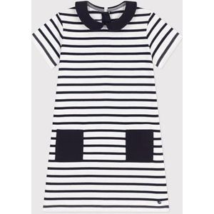 Petit Bateau Jurk met korte mouwen voor meisjes, Wit/Blauw, 8 jaar