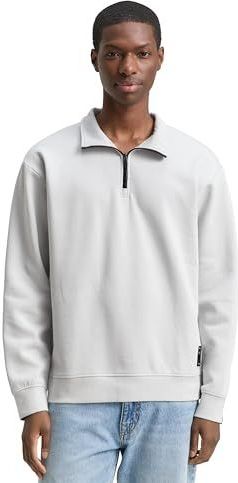 TOM TAILOR DENIM - Sweatshirt - Lichtgrijs - Effen - Lange Mouw