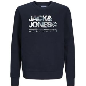 JACK & JONES Jjluke Sweat Crew Neck Mni Sweatshirt voor jongens, Navy Blazer/Print: big, 122