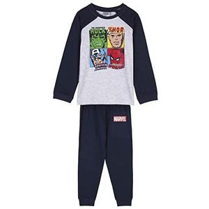 CERDÁ LIFE'S LITTLE MOMENTS The Avengers pyjama voor kinderen, winter, 100% katoen, met T-shirt, lange mouwen, officiële licentie, grijs, 7 jaar voor kinderen, Metálico