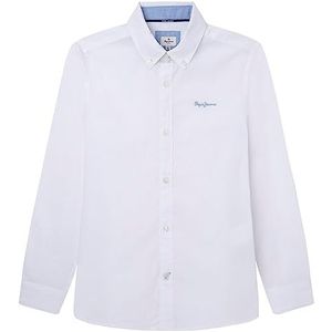 Pepe Jeans Drake overhemd voor jongens, wit (white), 10 Jaar
