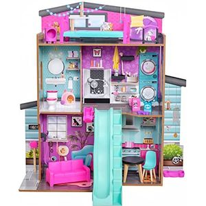 KidKraft Purrfect Huisdier houten poppenhuis met meubels en accessoires voor poppen van 30 cm, speelset met kat en hond, speelgoedfiguren en licht en geluiden, huisdierthema, kinderspeelgoed, 20240