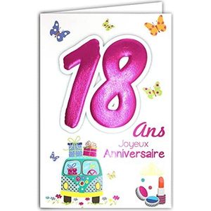 Age Mv 69-2019 Kaart, wenskaart, 18 jaar, meisjes, dames, volwassenen, motief Majore, rijbewijs, auto, geschenk, make-up, vlinders