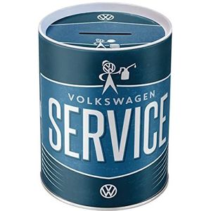 Nostalgic-Art Retro Spaarpot, Volkswagen – Service – Geschenkidee voor VW-bus, Spaarvarken in metaal, Vintage Spaarblik, 1 l