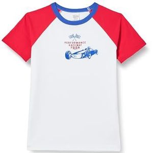 Fred's World by Green Cotton Jongens Racing Raglan S/S T T-shirt, wit, 116 cm