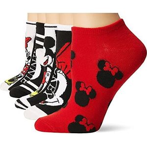 Disney Casual sokken voor dames (pak van 5), Zwart Rood Multi, 42-44.5 EU