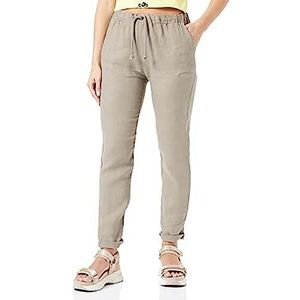 Bonateks, Pure linnen broek met elastische taille, DE-maat: 38, Us-maat: M, lichtgewicht taupe - gemaakt in Italië, bruin, 38