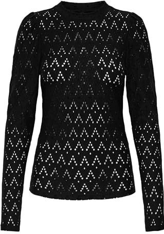 ONLY - ONLCATTLEYA - T-shirt - Zwart - Lange Mouw - Gerecycled Materiaal