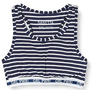 Sanetta Midnight Midnight Super comfortabele bustier in donkerblauw met witte strepen en sportieve band onder de borst Athleisure-collectie, blauw, 152 cm