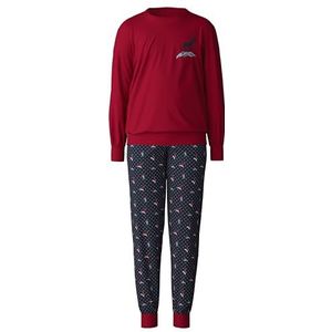 CALIDA Family & Friends Pyjama met boordjes voor kinderen, van 100% biologisch katoen, met zachte geribbelde manchetten aan de boorden, Rood (Rio Red), 80-86