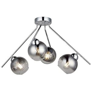 Homemania 1560-51-14 Hanglamp, metaal, glas, chroom, 70 x 70 x 43 cm, 4 x E27, max. 40 W