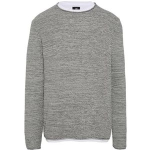 QS Gemêleerde gebreide trui met laagjesdetail, lichtgrijs, XS