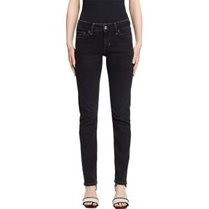 ESPRIT Smalle jeans met gemiddelde taillehoogte, Black Rinse, 28W x 34L
