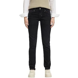 ESPRIT Smal gesneden jeans met hoge tailleband, Black Rinse, 34W / 30L