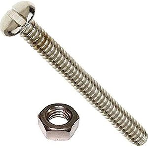 Bulk Hardware BH03618 M8 x 40 mm glanzend verzinkte platte machine schroef met gleuf (verpakking van 25), wit, stuks