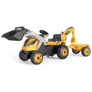 Smoby 710304 - Tractor Builder Max + aanhanger – kindervoertuig – verstelbare zitting – stuurwiel met claxon –