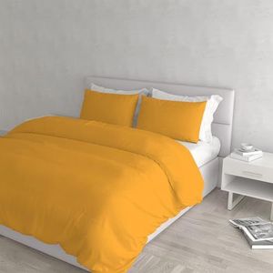 Italian Bed Linen Elegant dekbedovertrek, geel, voor tweepersoonsbed