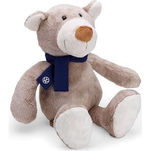 Volkswagen 5H0087576B pluche knuffelbeer, teddybeer, grijs met blauwe VW sjaal