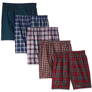 Hanes Heren 5-Pack Ultimate Geverfd Exposed Tailleband Gebreide Boxer met ComfortFlex Tailleband - Verschillende Kleuren, Tartan Plaid, M