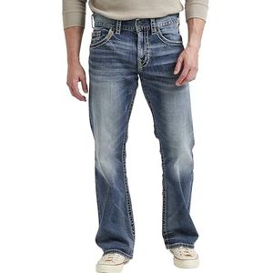 Silver Jeans Co. Heren Zac Relaxed Fit Straight Leg Jeans, Ondoorzichtig, Licht Indigo, 38W / 30L