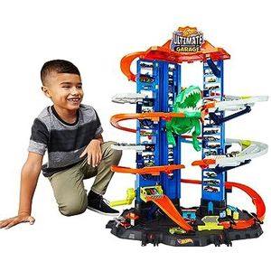 Hot Wheels City Robot T-Rex Ultieme Garage Verdiepingen, meerdere speelmodi, plaats voor meer dan 100 auto's op schaal (1:64), cadeau-idee voor kinderen vanaf 3 jaar, GJL14