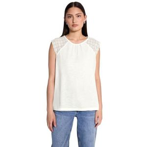 Street One Studio Dames linnen look top met kant, off-white, 36