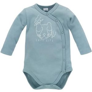 Pinokio Bodysuit Buttoned Long Sleeve Slow Life 100% katoen, ecru met Monkey, uniseks 50-74 (68), ecru monkey, 68 cm