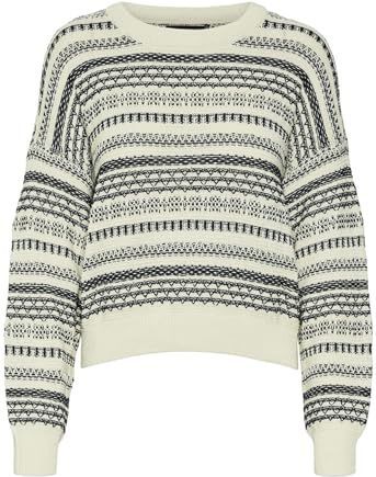 VERO MODA - VMAMAZING - Trui - Ecru / Zwart - Losse Pasvorm